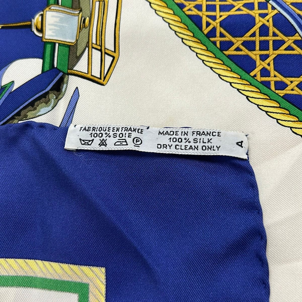 Hermes Scarf Carre 90 Blue Ivory Multi les Voitures a Transformation — view 3