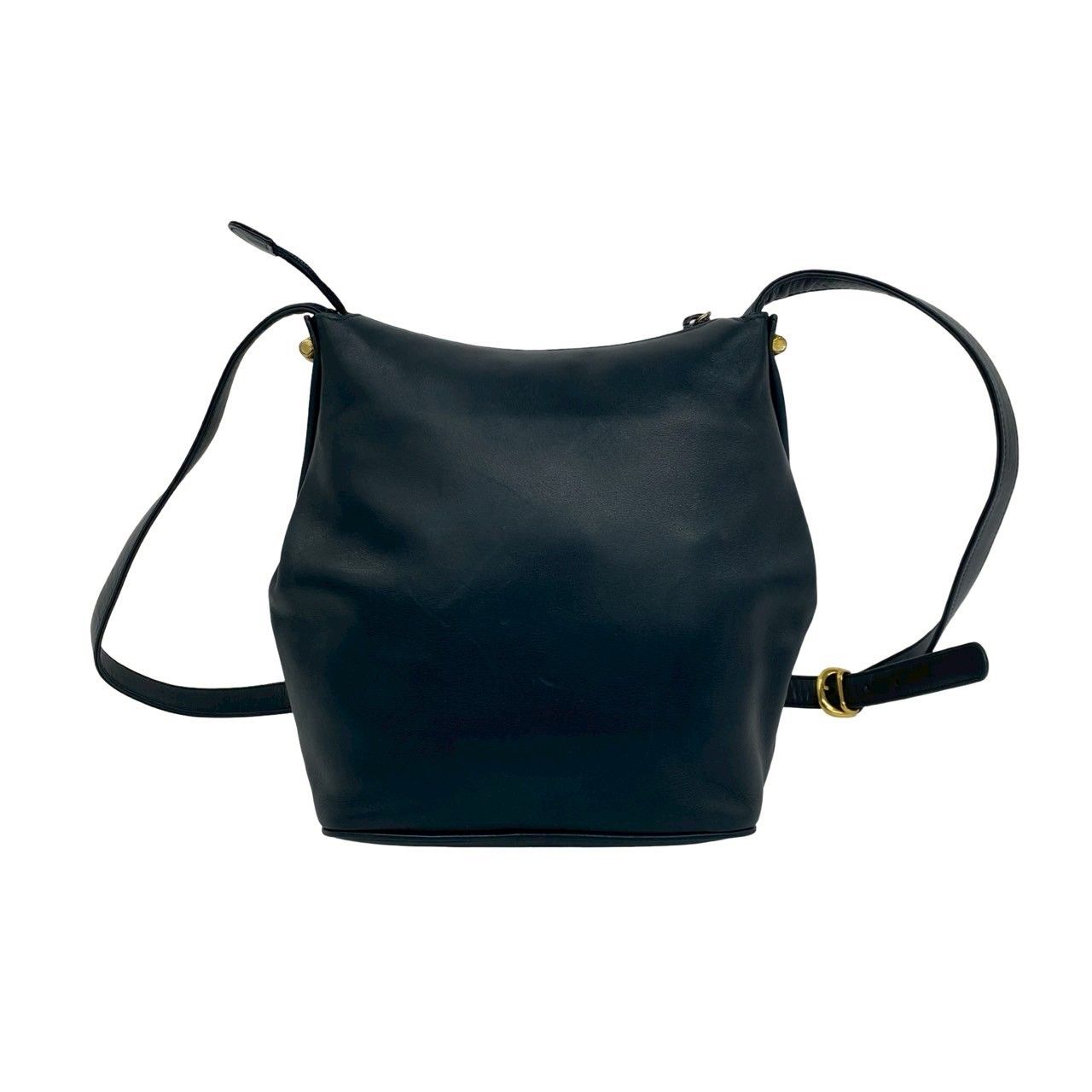 Gucci Vintage GG Logo Bamboo Leather Shoulder Bag Crossbody Pochette Navy — view 3