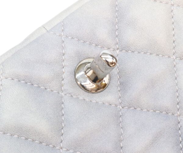 Chanel Gray Calf Rain Deca Quilted 35 Single Flap Silver — view 8