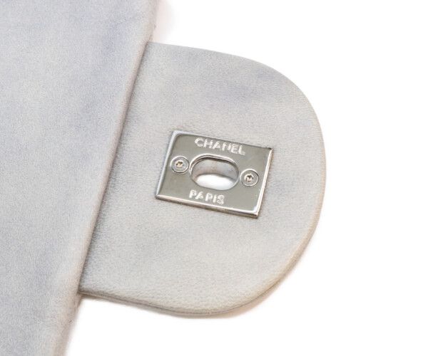 Chanel Gray Calf Rain Deca Quilted 35 Single Flap Silver — view 9