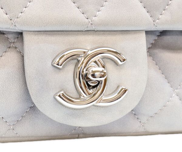 Chanel Gray Calf Rain Deca Quilted 35 Single Flap Silver — view 6