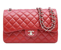 Chanel Red Caviar Silver Double Flap Deca Quilted 30