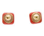 Chanel Pink Square Stone CC Logo Earrings — view 3