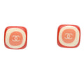 Chanel Pink Square Stone CC Logo Earrings