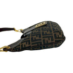 Fendi Vintage FF Logo Zucca Pattern Canvas Leather Shoulder Bag Brown — view 5