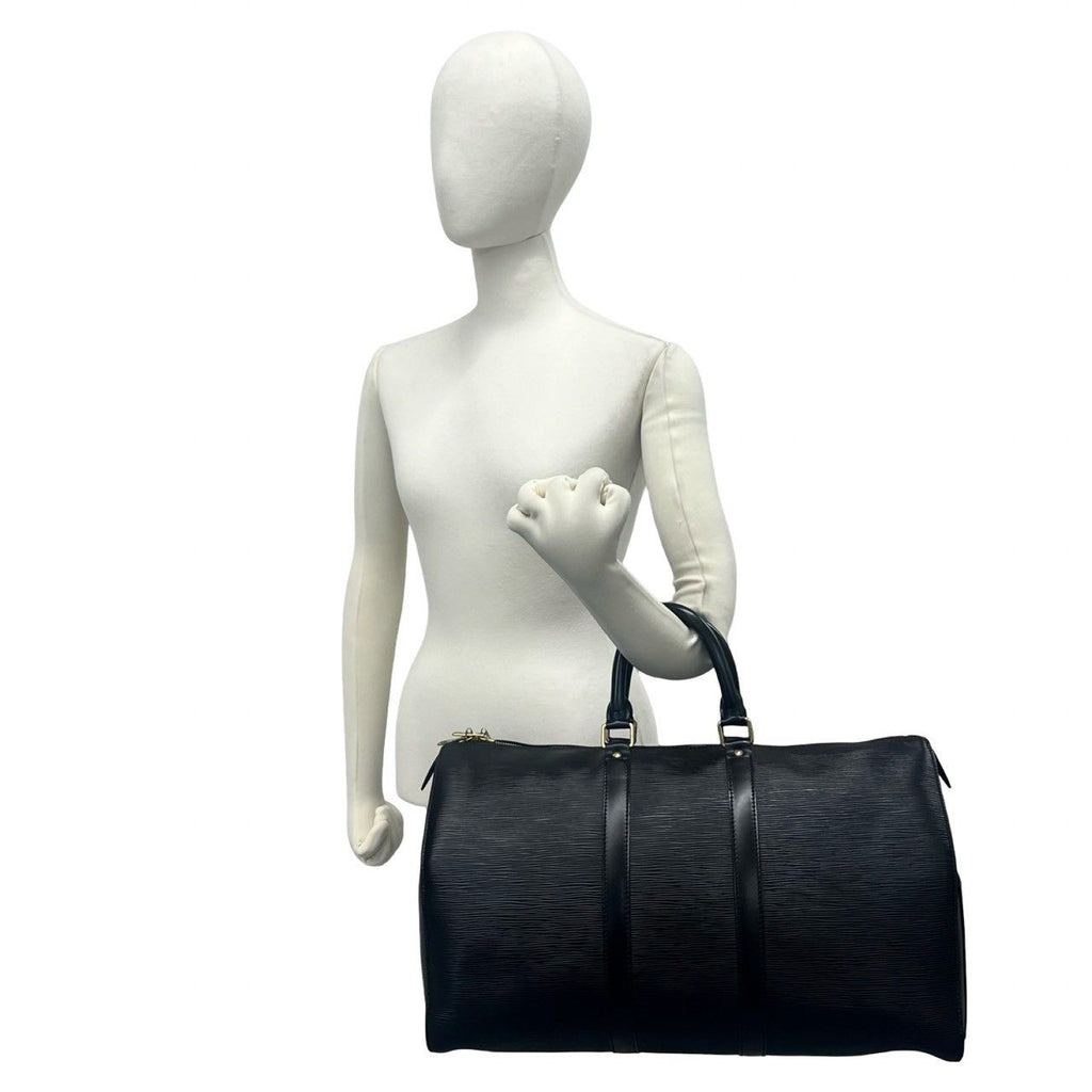 Louis Vuitton Vintage Keepall 45 Epi Leather Boston Bag Black Noir — view 2