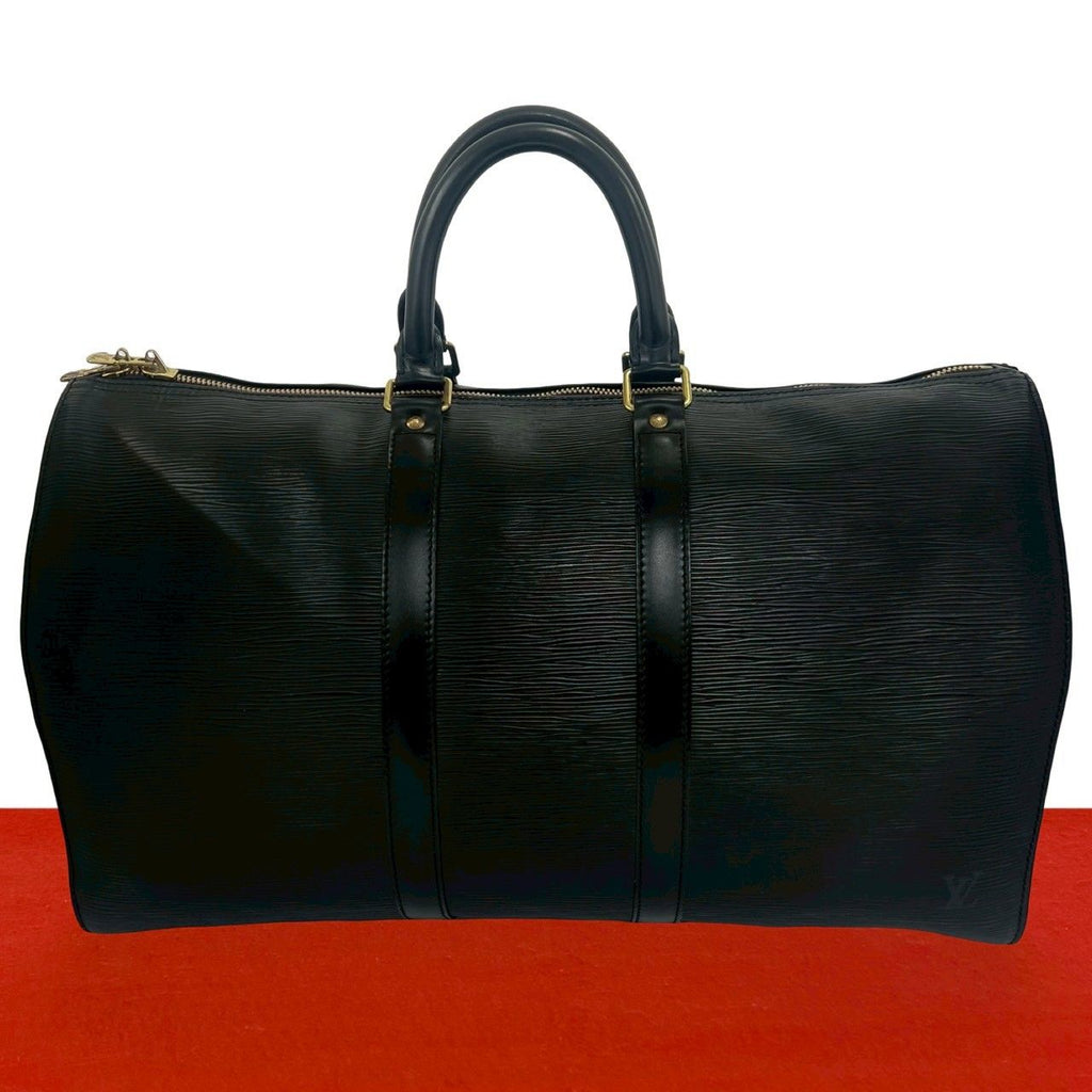 Louis Vuitton Vintage Keepall 45 Epi Leather Boston Bag Black Noir