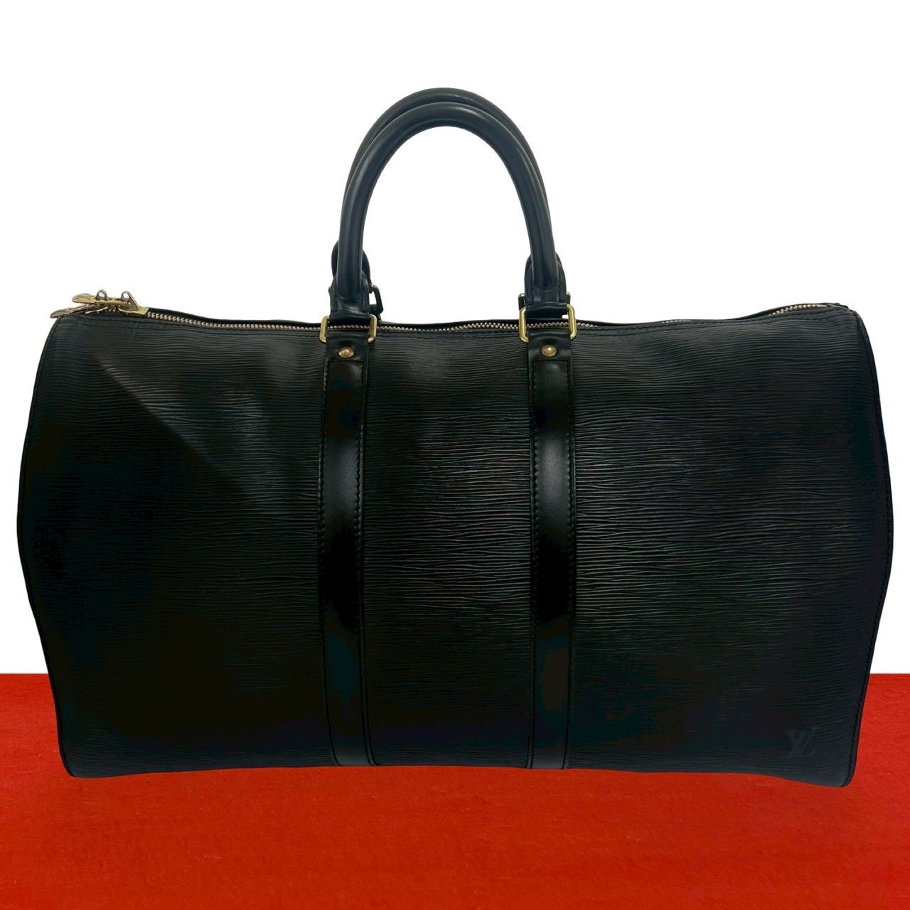 Louis Vuitton Vintage Keepall 45 Epi Leather Boston Bag Black Noir