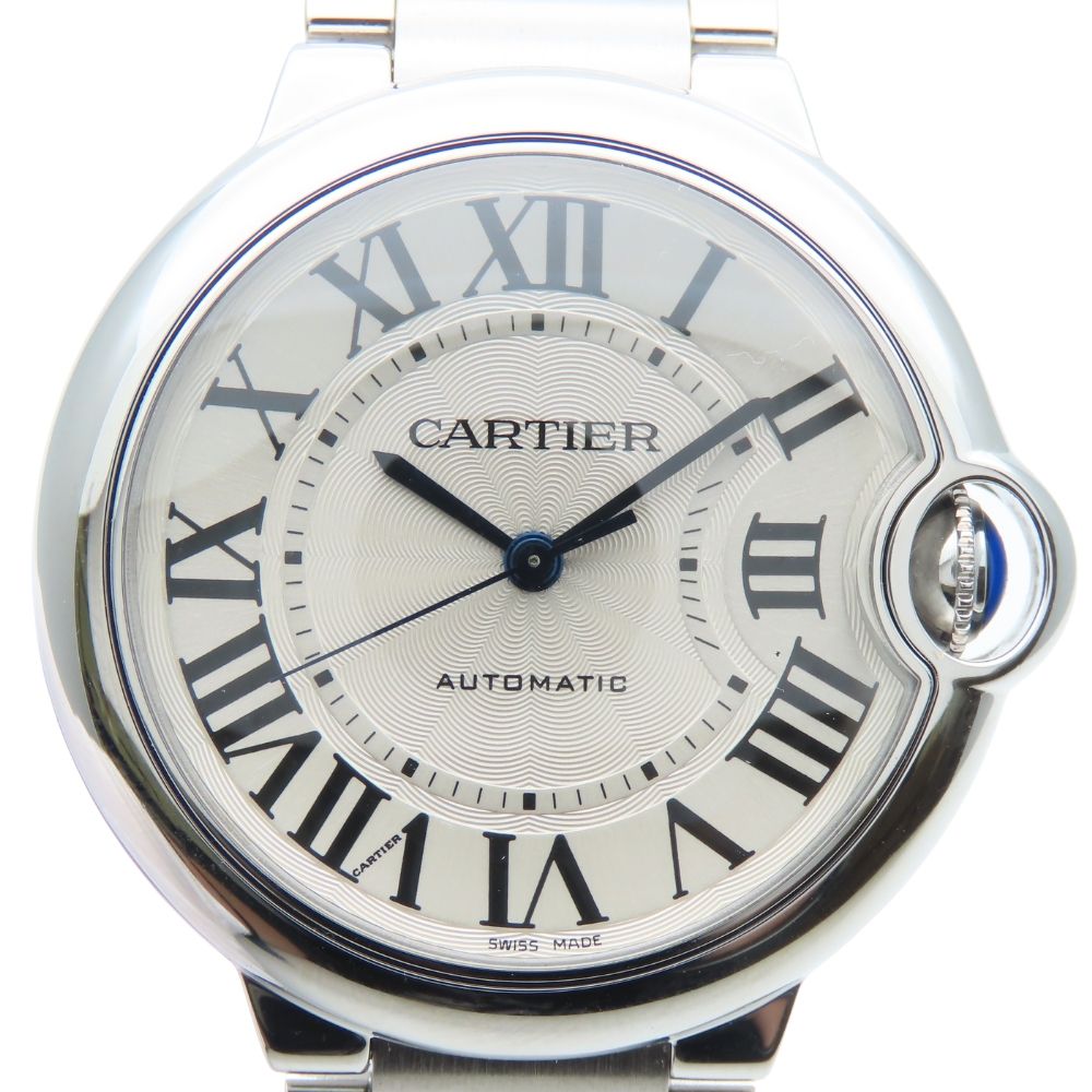 Cartier Watch Baron Blue MM Stainless Steel Silver Dial Boys