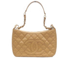 Chanel Beige Caviar Leather Quilted Shoulder Bag 26