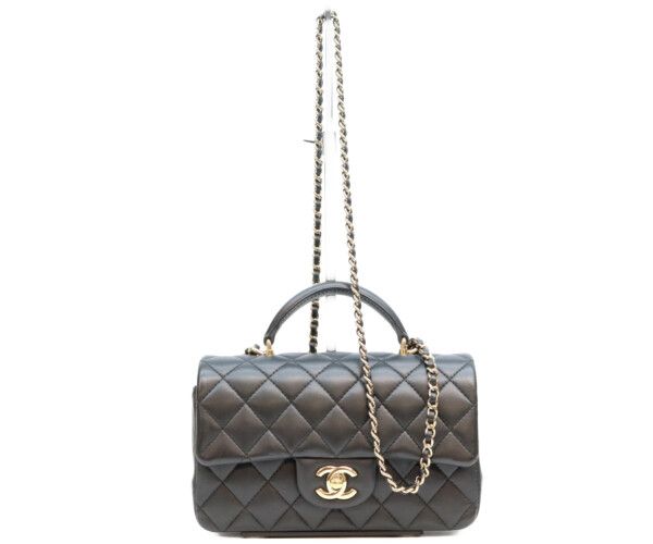 Chanel Black Lamb Top Handle Mini Quilted 20