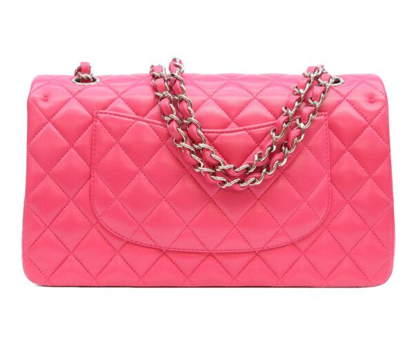 Chanel Neo Pink Lamb Silver Quilted 25 cm Shoulder — view 3