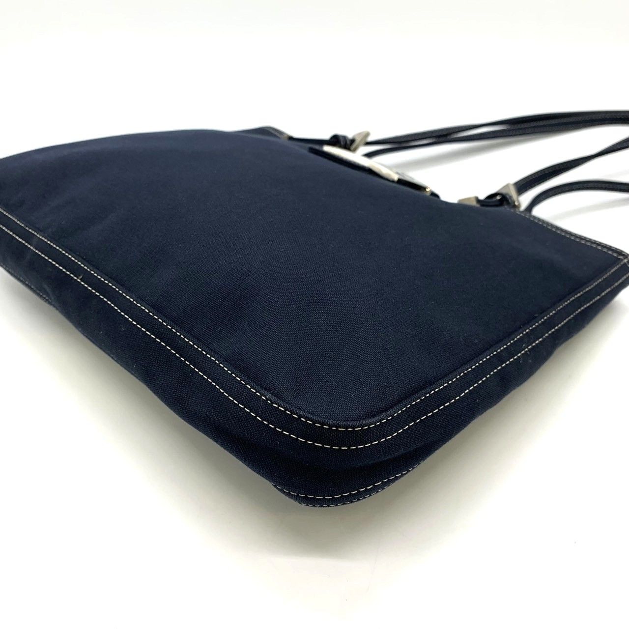 Fendi Tote Marble FF Logo Shoulder Bag Mamma Bucket Canvas Navy — view 3