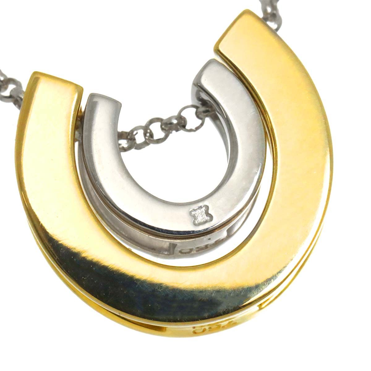 Celine Horse Shoe Diamond Necklace 42 cm 18k WG YG White Yellow — view 4