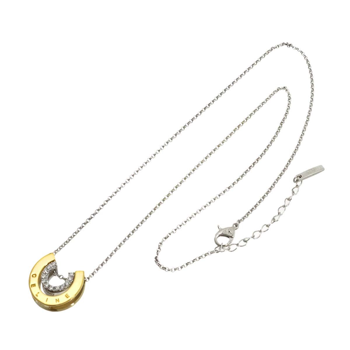 Celine Horse Shoe Diamond Necklace 42 cm 18k WG YG White Yellow — view 2