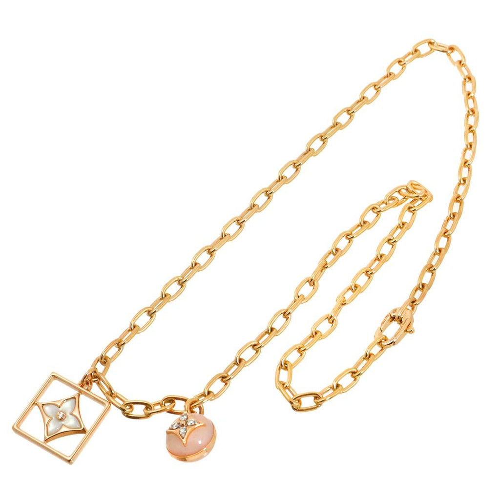 Louis Vuitton Collier Chain Blossom Pearl Shell Diamond Necklace 43 cm 18k PG — view 2