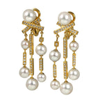 Chanel Akoya Pearl 7..0 Diamond Earrings 18k YG Yellow Gold 750 Pierced — view 2