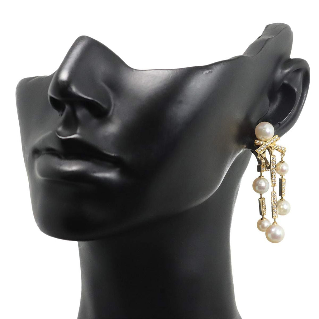 Chanel Akoya Pearl 7..0 Diamond Earrings 18k YG Yellow Gold 750 Pierced — view 8
