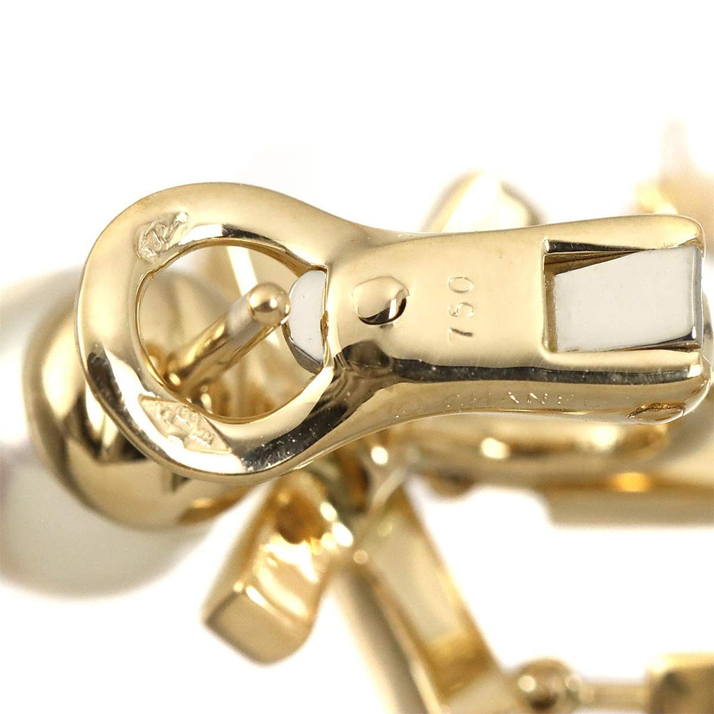 Chanel Akoya Pearl 7..0 Diamond Earrings 18k YG Yellow Gold 750 Pierced — view 6