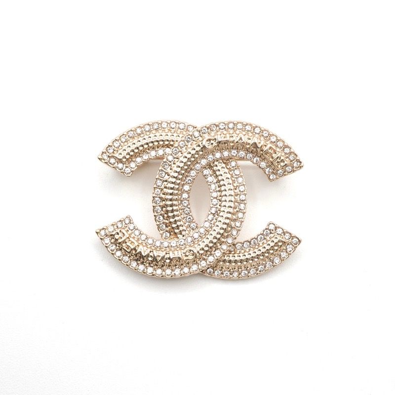 Chanel Brooch Corsage Gold CC Logo Rhinestone — view 2