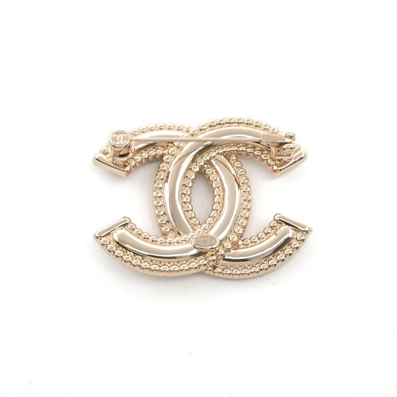 Chanel Brooch Corsage Gold CC Logo Rhinestone — view 3