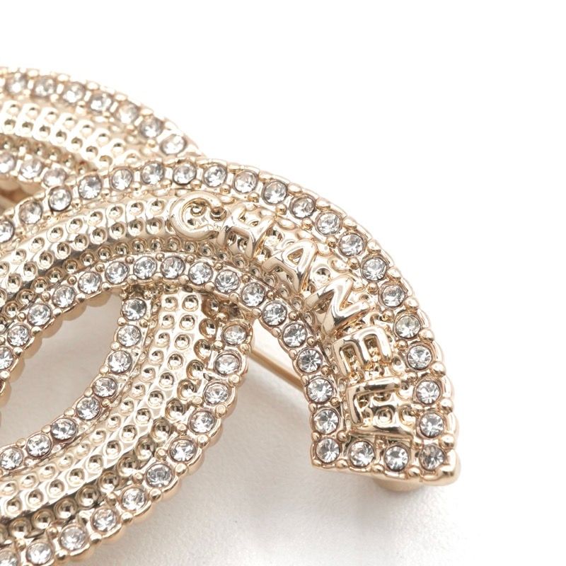 Chanel Brooch Corsage Gold CC Logo Rhinestone — view 5