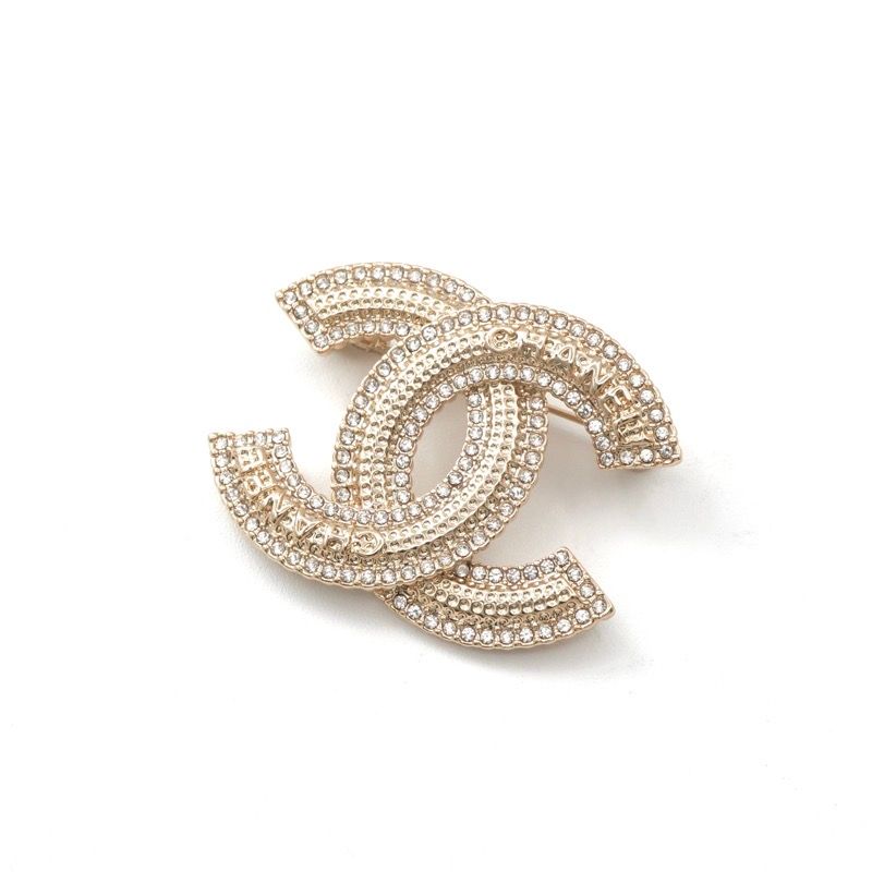 Chanel Brooch Corsage Gold CC Logo Rhinestone