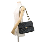 Chanel Chain Shoulder Bag Quilted CC Logo Lambskin Black — view 4