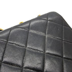Chanel Chain Shoulder Bag Quilted CC Logo Lambskin Black — view 8