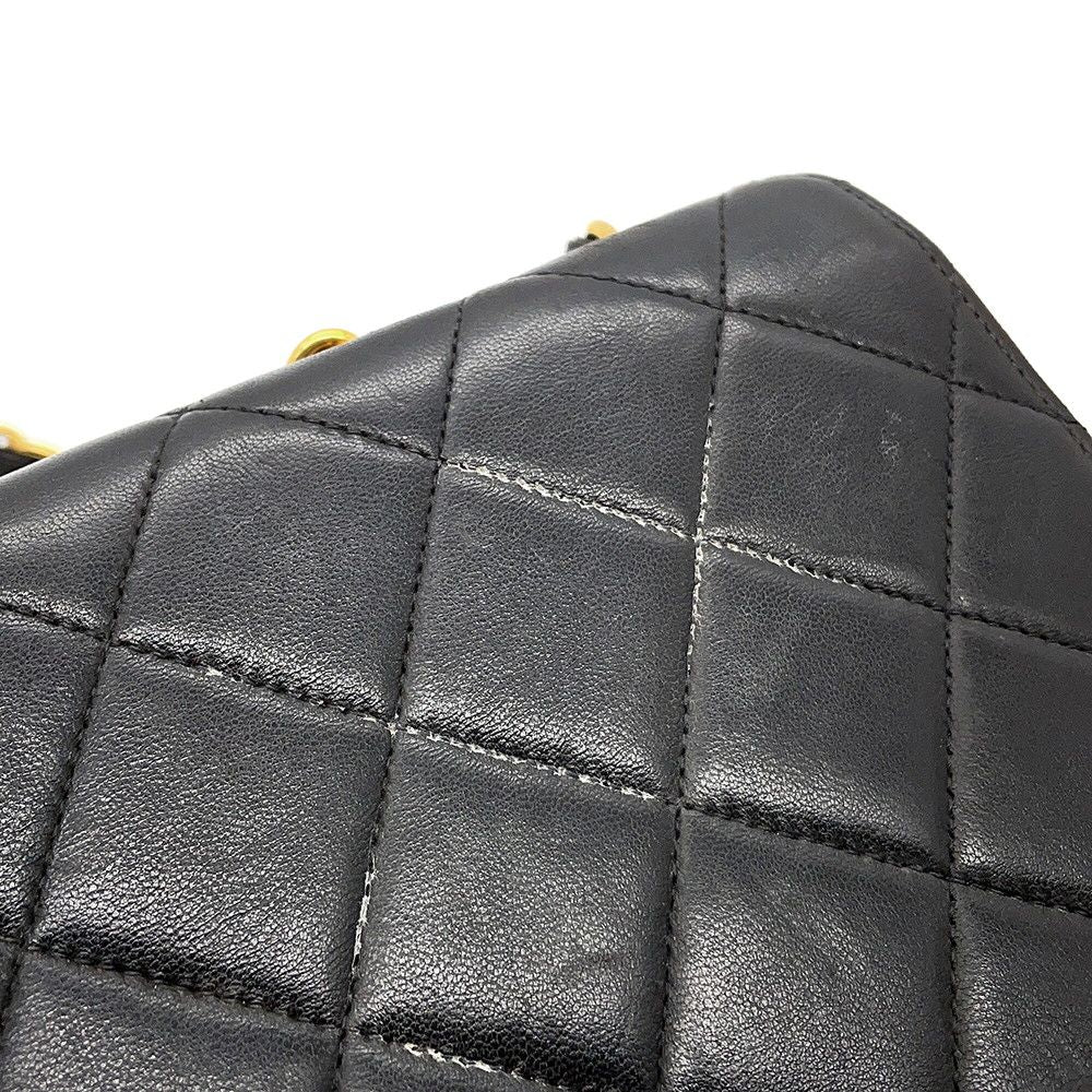 Chanel Chain Shoulder Bag Quilted CC Logo Lambskin Black — view 8