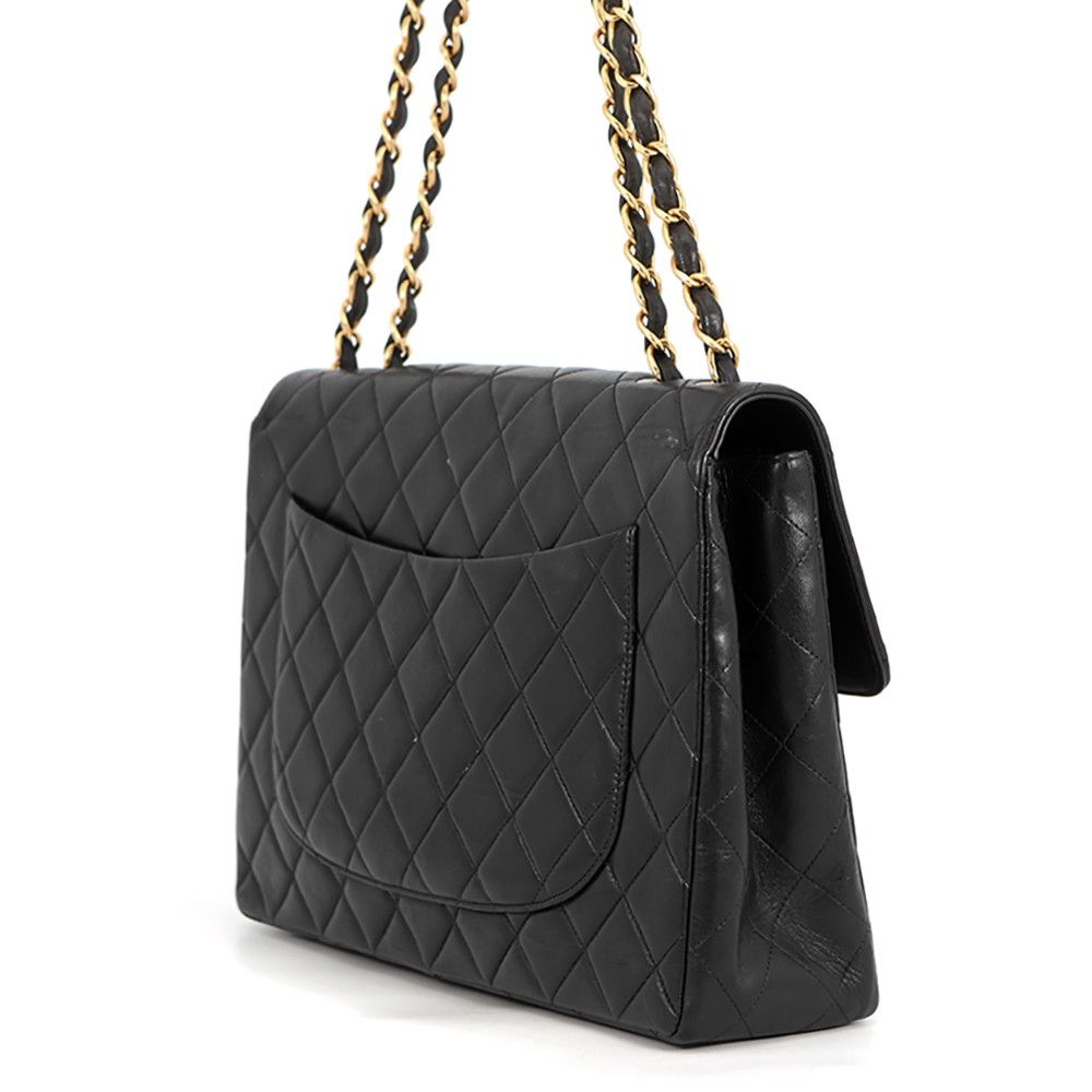 Chanel Chain Shoulder Bag Quilted CC Logo Lambskin Black — view 2