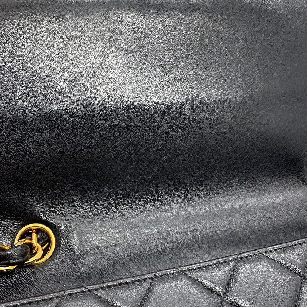 Chanel Chain Shoulder Bag Quilted CC Logo Lambskin Black — view 9