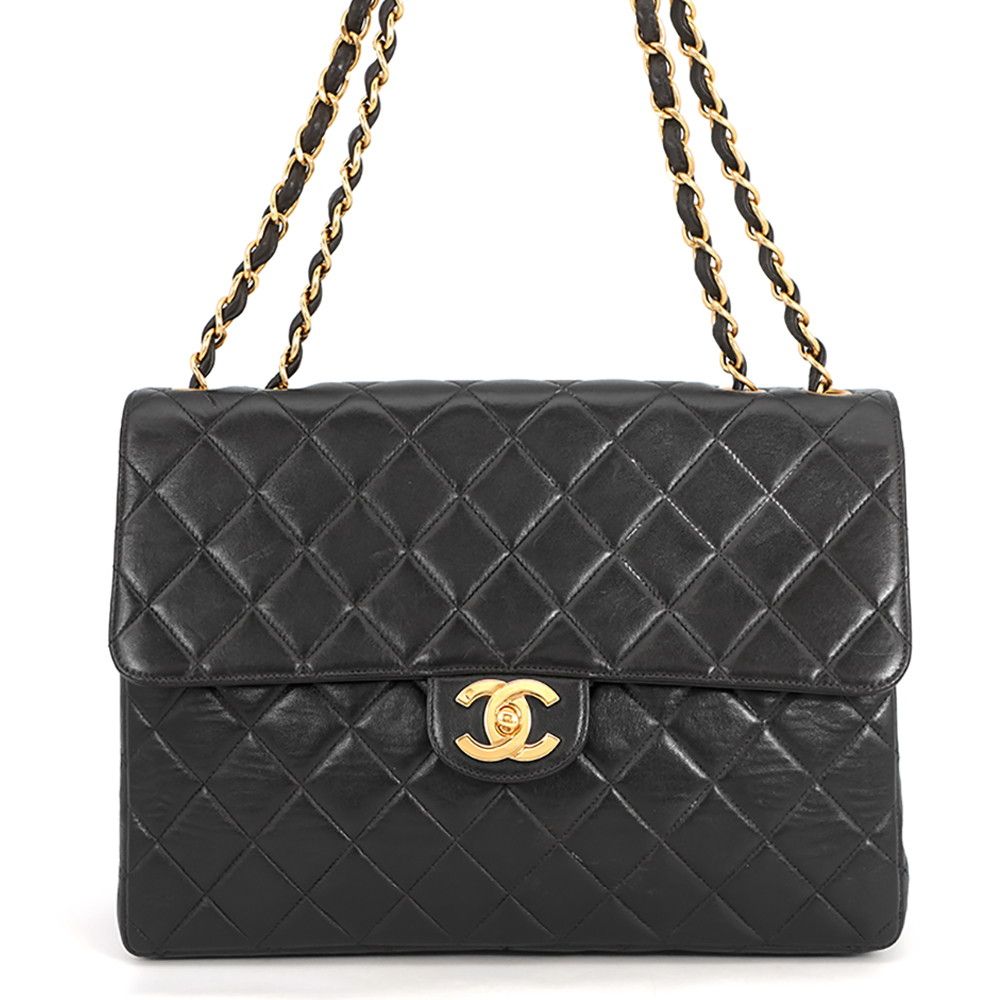 Chanel Chain Shoulder Bag Quilted CC Logo Lambskin Black