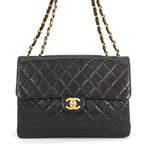 Chanel Chain Shoulder Bag Quilted CC Logo Lambskin Black