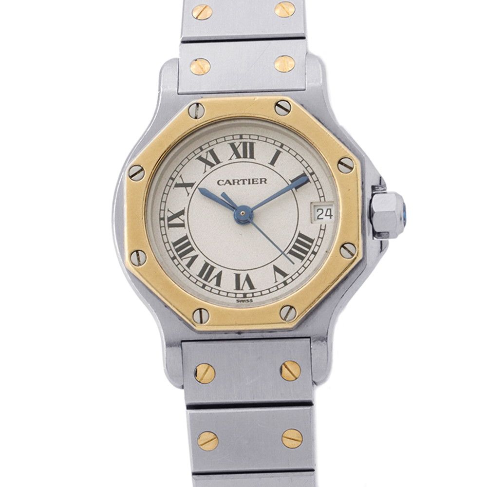 Cartier Santos Octagon SM Watch Ivory Dial Quartz
