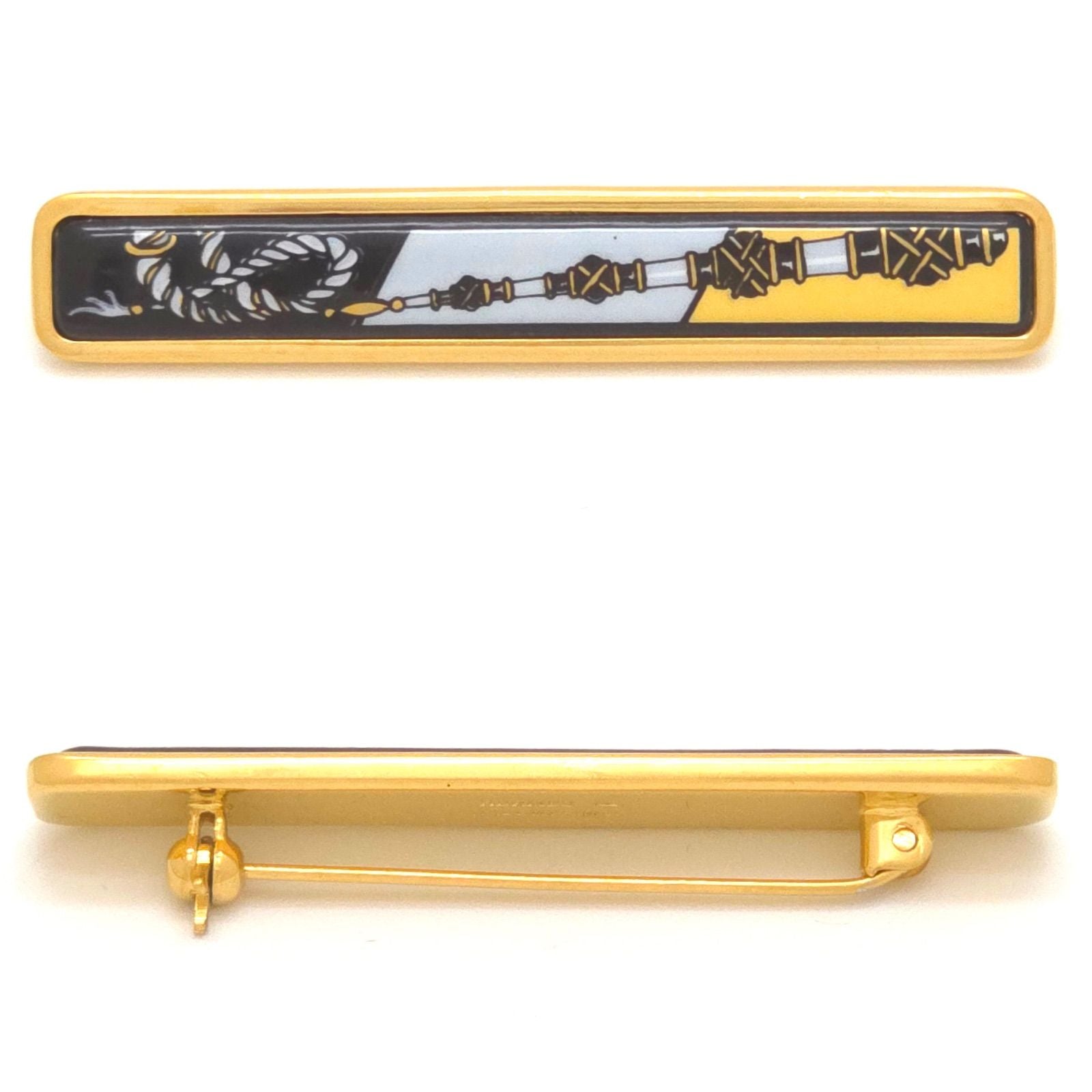 Hermes Enamel Pin Brooch Stick Type Cloisonne Gold