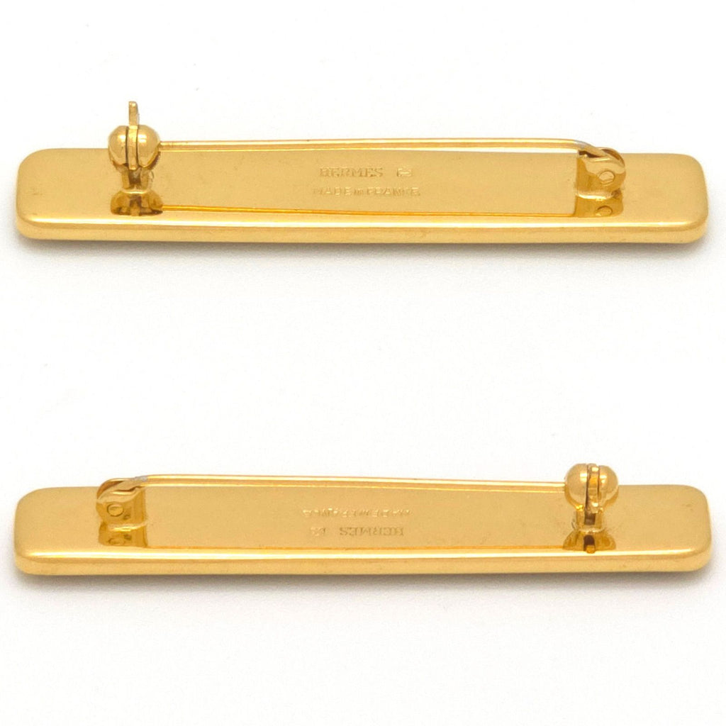 Hermes Enamel Pin Brooch Stick Type Cloisonne Gold — view 3