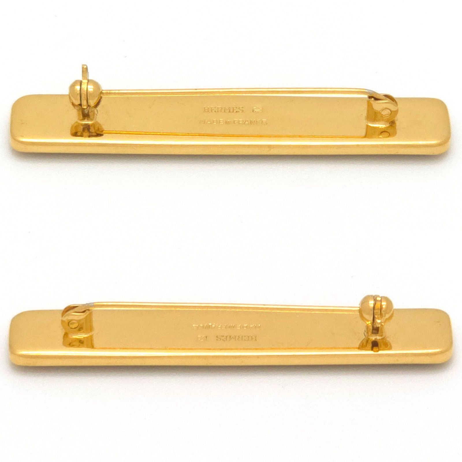 Hermes Enamel Pin Brooch Stick Type Cloisonne Gold — view 3