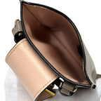 Fendi FF Diamond Shoulder Bag Leather Phone Pouch Gray Pink Gold Pochette — view 5