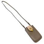 Fendi FF Diamond Shoulder Bag Leather Phone Pouch Gray Pink Gold Pochette — view 4