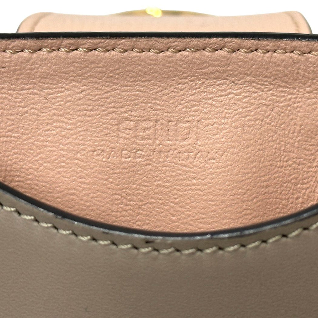 Fendi FF Diamond Shoulder Bag Leather Phone Pouch Gray Pink Gold Pochette — view 6