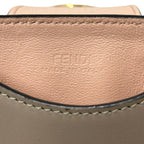 Fendi FF Diamond Shoulder Bag Leather Phone Pouch Gray Pink Gold Pochette — view 6