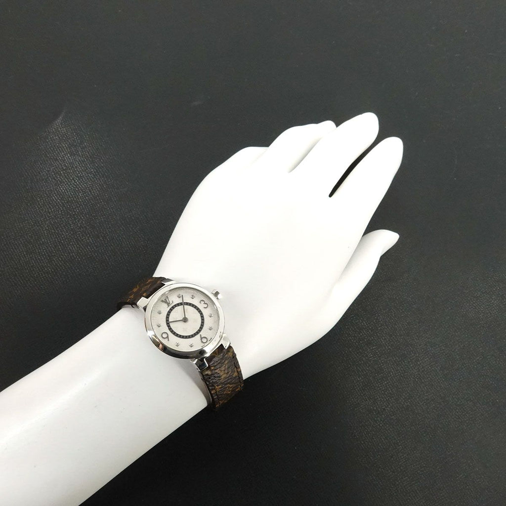Louis Vuitton Tambour Watch Diamond Silver Quartz — view 4