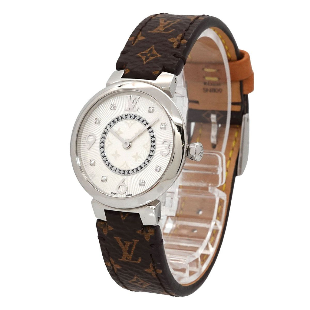 Louis Vuitton Tambour Watch Diamond Silver Quartz — view 3
