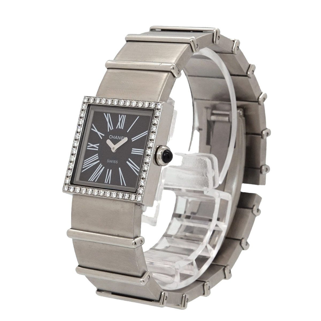 Chanel Mademoiselle Diamond Bezel Vintage Watch Black Quartz — view 2