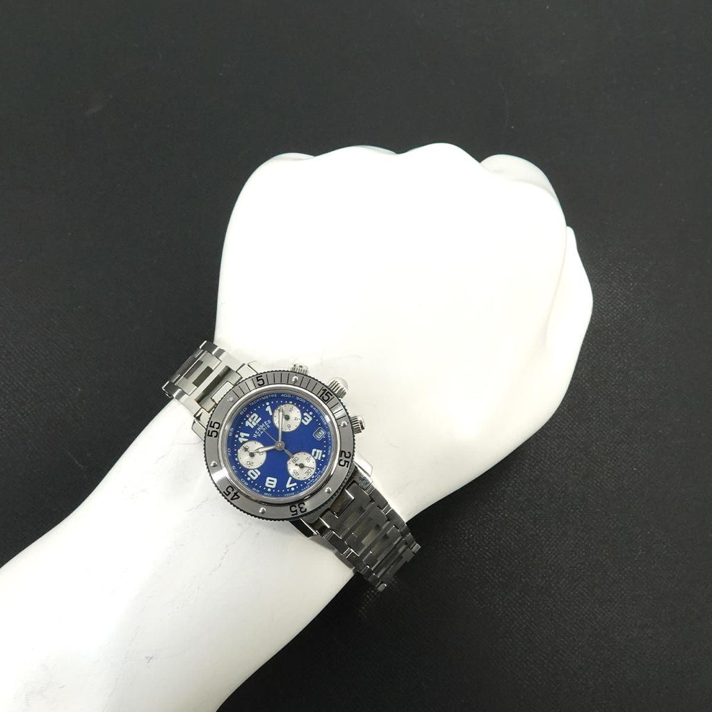 Hermes Clipper Diver Chronograph Cl2 317 Boys Watch Date Blue Quartz — view 3