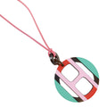 Hermes Equipe Buffalo Horn Pink Necklace