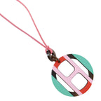 Hermes Equipe Buffalo Horn Pink Necklace