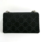 Gucci Dionysus Shoulder Bag GG Pattern Velvet Black Silver Tiger Head — view 2