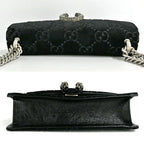 Gucci Dionysus Shoulder Bag GG Pattern Velvet Black Silver Tiger Head — view 4